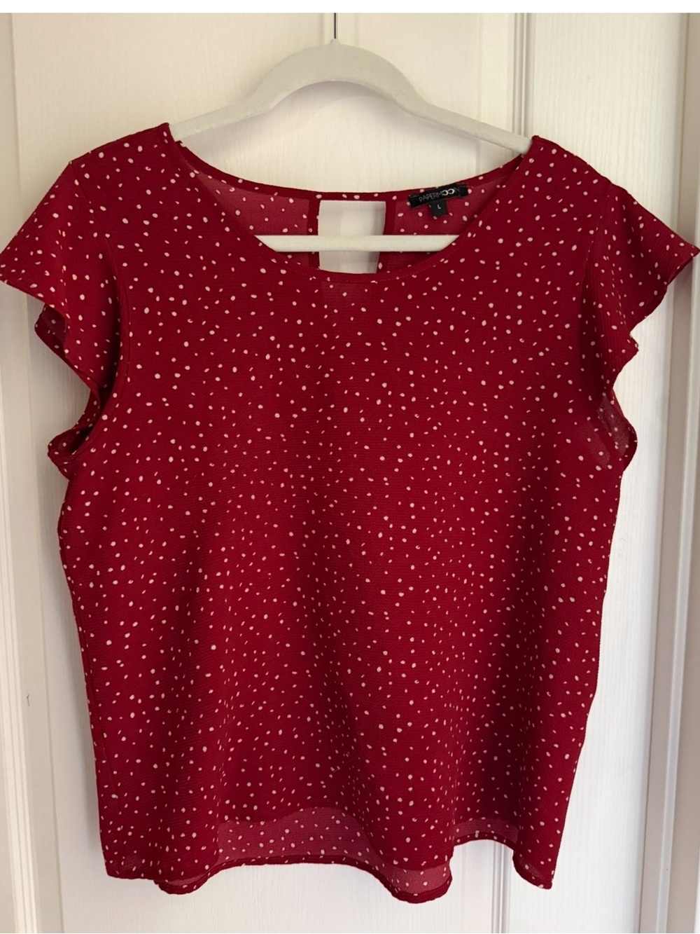 Papermoon Red Polka Dot Flutter Sleeve Blouse